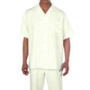 Men's 2 piece Sets short sleeve casual summer walking suit in solid cream