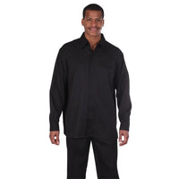 Men's 2 piece Sets tone pinstripe leisure set walking suit in black