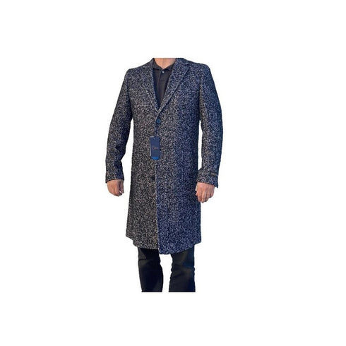 Men's Black And Grey Herringbone ~ Tweed Overcoat Three Quarter Wool & Cashmere Carducci