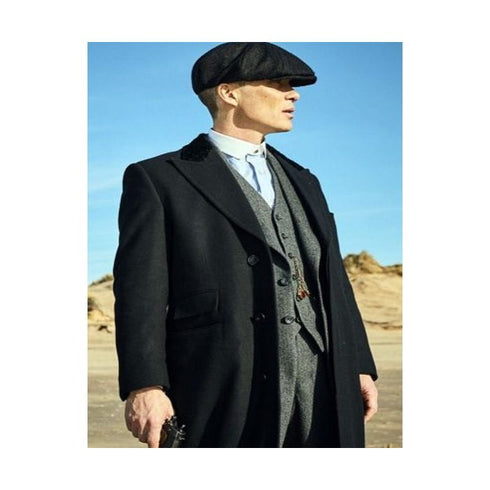 Men's Black One Chest Pocket Three Button Peaky Blinders Suit - Peaky Blinders Outfit + Hat (Peaky Blinder Custome)