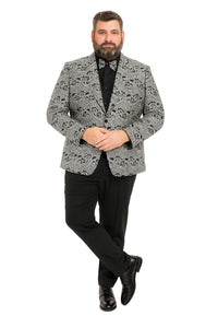 Men’s Black and Silver Paisley Tuxedo Jacket