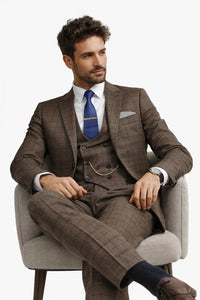 Men’s Brown 3-Piece Slim Fit Suit