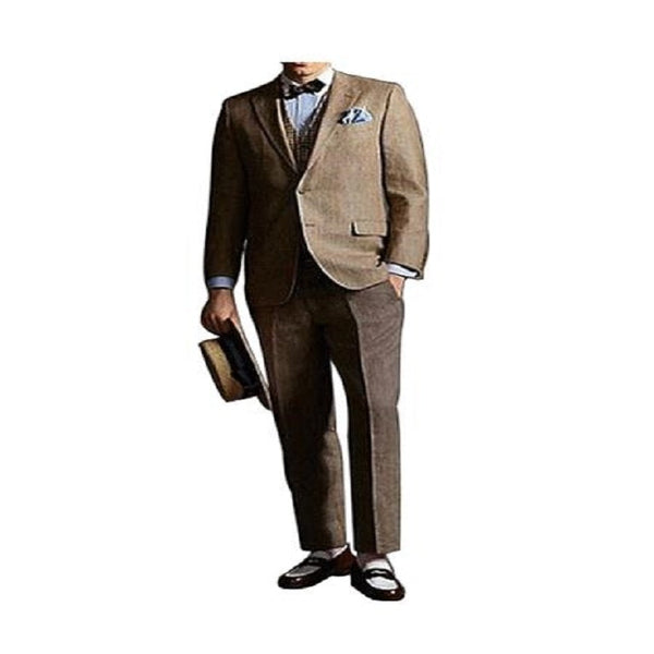 Men's Brown One Chest Pocket Costumes Outfit Male Attire Great Gatsby Clothing Costume s  Suits