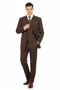 Men’s Brown Pinstripe 3-Piece Suit