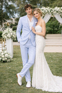 Mens Two Button Carolina Blue seersucker Sport Coat