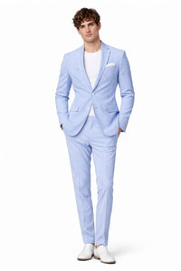 Mens Two Button Carolina Blue seersucker Sport Coat