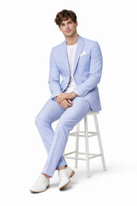 Mens Two Button Carolina Blue seersucker Sport Coat