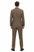 Men’s Copper Brown Micro Plaid Wool Suit – Designer Vintage Style with Vest