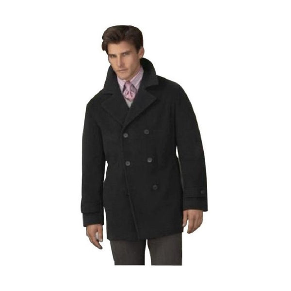 Men's Dress Coat wool topcoat High-Buttoned Collars Black Men's Heavy Overcoat/Double Breasted Side Pocket