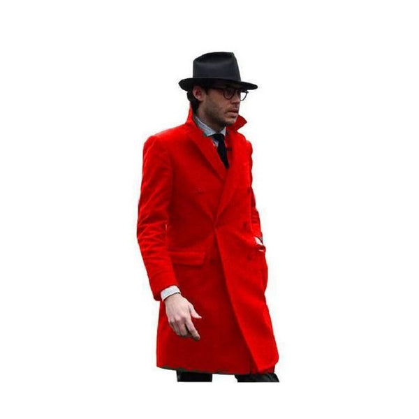 Men's Driving Coat - Men's Car coat - Red Wool Coat