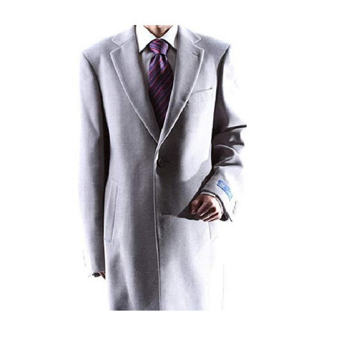 Men's Gray Overcoat - Grey Wool Two Button Long Men's Dress Topcoat - Winter Coat