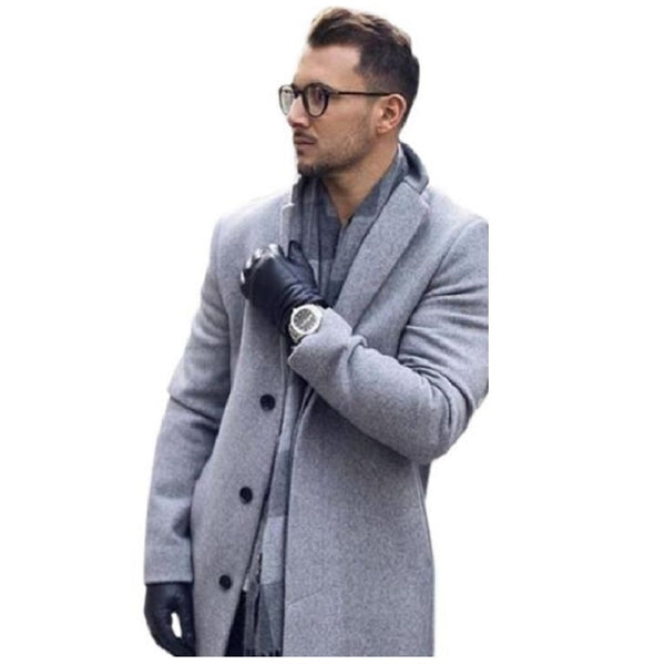 Men's Gray Overcoat - Grey Wool Topcoat