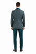 Men’s Green Splatter Print Prom Tuxedo – One Button Vintage Style with Shawl Lapel & Vest