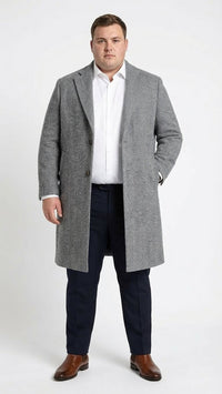 Men’s Grey Herringbone Overcoat
