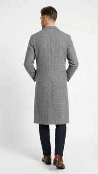 Men’s Grey Herringbone Overcoat