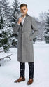 Men’s Grey Herringbone Overcoat