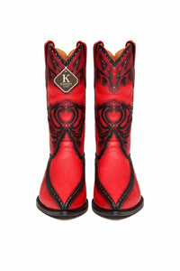 Men's King Exotic Genuine Sharkskin Boots 3x Toe Burnished Red (495v20912)