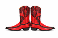 Men's King Exotic Genuine Sharkskin Boots 3x Toe Burnished Red (495v20912)