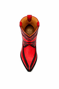 Men's King Exotic Genuine Sharkskin Boots 3x Toe Burnished Red (495v20912)