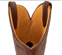 Men's King Exotic Ostrich Square Toe Boots With Saddle Handmade Brown (48170307)