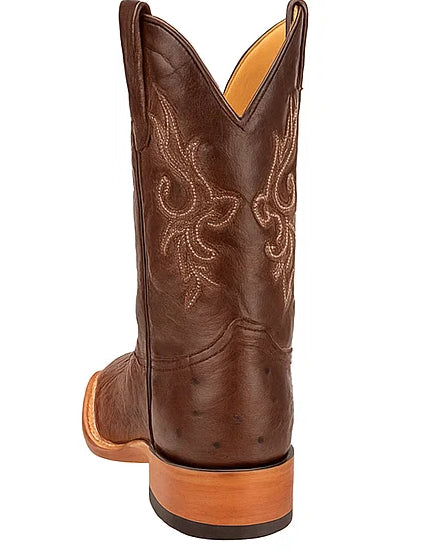 Men's King Exotic Ostrich Square Toe Boots With Saddle Handmade Brown (48170307)