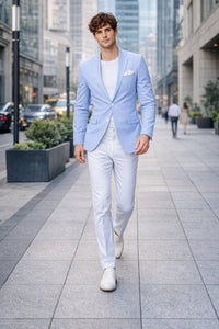 Mens Two Button Carolina Blue seersucker Sport Coat