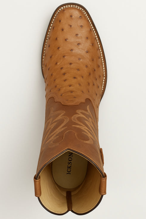 Men's Los Altos Ostrich Skin Wide Square Toe Boots - B