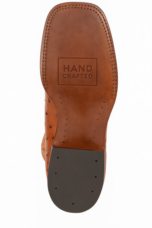 Men's Los Altos Ostrich Skin Wide Square Toe Boots - B