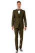 Men’s Olive Green Vintage Tweed Wedding Suit – Two Button Jacket with Vest