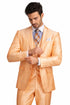 Men’s Orange Sharkskin Tuxedo Suit – Slim Fit 3-Piece Wedding & Prom Style