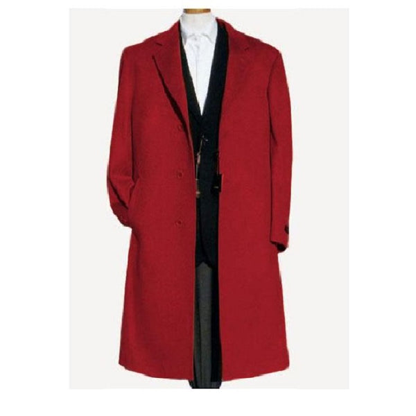 Men's Red trench coat Red Finest Grade Of Wool Overcoat - Long Men's Dress Peacoat - Wool Fabric