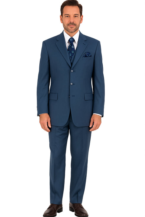 Men’s Saphire Steel Blue 3-Button Suit
