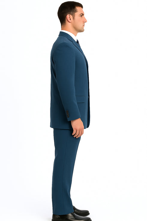Men’s Saphire Steel Blue 3-Button Suit