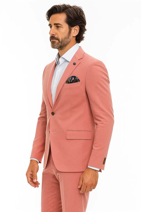 Men’s Slim Fit Stretch Suit – Salmon 