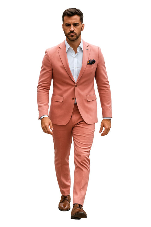 Men’s Slim Fit Stretch Suit – Salmon 