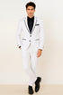 All White Mens Tuxedo -  Wedding Suit - Mens Two Button Slim Fit Vested Prom Tuxedo Suit With Trim In White