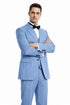 Men’s Smoke Blue Pinstripe 3-Piece Suit – Two Button Vintage Style with Wide Notch Lapel & Vest