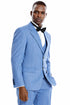 Men’s Smoke Blue Pinstripe 3-Piece Suit – Two Button Vintage Style with Wide Notch Lapel & Vest