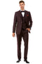 Men’s Two Button Vested Vintage Style Tweed Wedding Suit – Burgundy