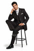 Men’s Vintage Vested Gangster Pinstripe Suit – Black & White 3-Piece Classic Fit