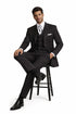 Men’s Vintage Vested Gangster Pinstripe Suit – Black & White 3-Piece Classic Fit