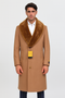 Mens Full Length And Cashmere Overcoat - Winter Topcoats - Light Brown Coat - Dark Camel - Vecuna Color