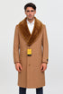 Mens Full Length And Cashmere Overcoat - Winter Topcoats - Light Brown Coat - Dark Camel - Vecuna Color