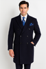 Navy Blue Overcoat - Blue Winter Topcoat - Fabric Double Breasted