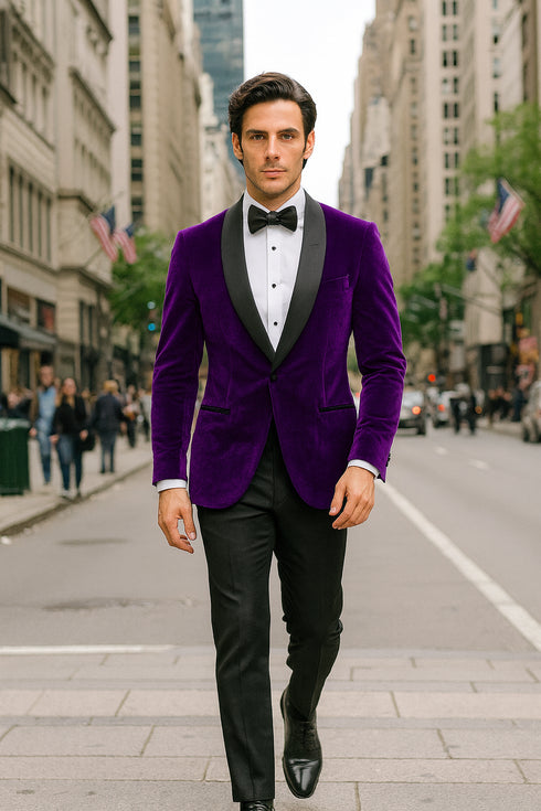 Men's Cheap Priced Big And Tall Purple Blazers Velvet - Mens Big and Tall Sport Coat - Sport Jacket