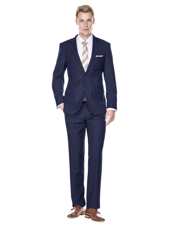 Mens 2 Button Modern Fit Funeral Suit Navy Blue