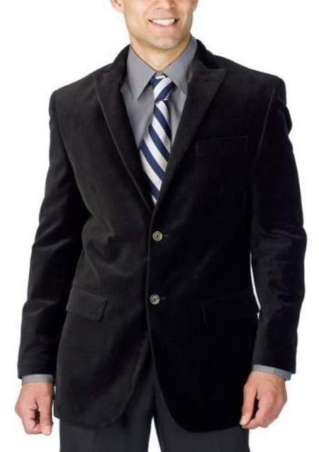 Men's Black Corduroy Suit 2 Button Style + Jacket Sport coat + Pants Cord Jackets