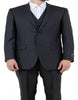 Mens Black Sharkskin Suit Three Piece Single Breasted Notch Lapel Suit