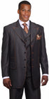 Mens Double Breasted Red and White Pinstripe Peak Lapel Six Button Suit