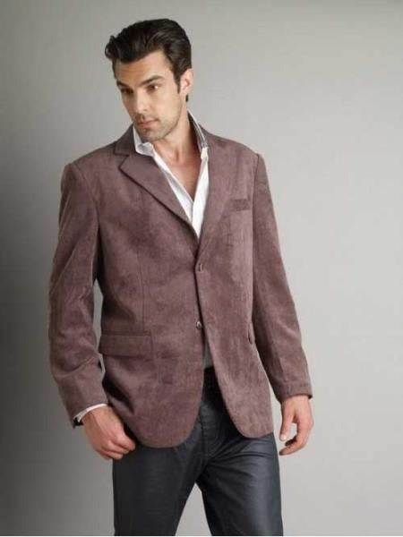 37750-Casual Sport Coat Men's Corduroy Brown Fashion Jacket Cord Jackets